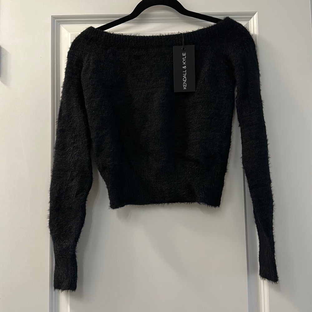 Kendall & Kylie cropped fuzzy sweater XS NWT